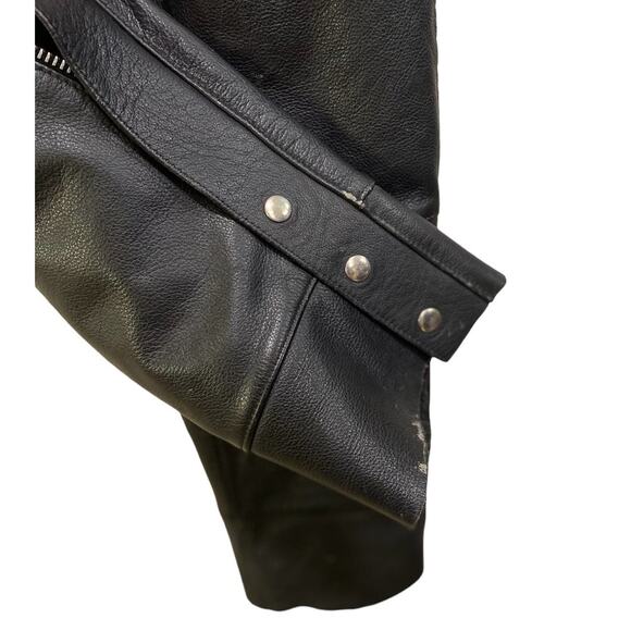 Black Belted Vintage Leather Harley Davidson Ridding Chaps Made in USA Women S - Picture 4 of 8
